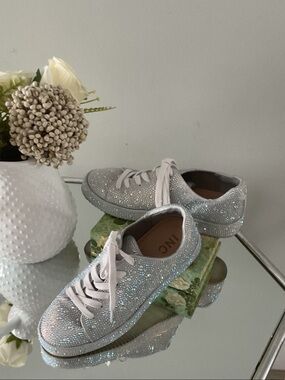 INC International Concepts Silver Glitter Lace-Up Sneakers